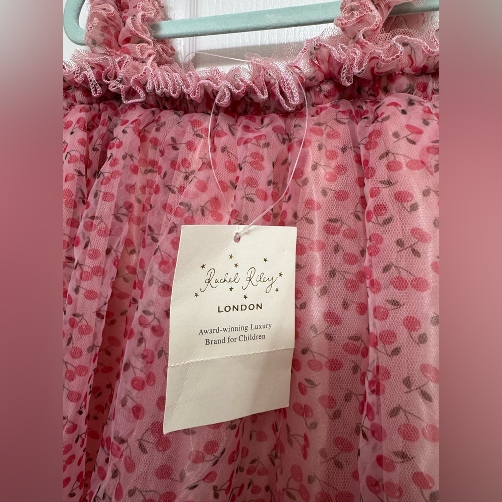 Rachel Riley London Pink Cherry Tulle Dress | Girls 4Y | NWT | Party Dress - Picture 2 of 7